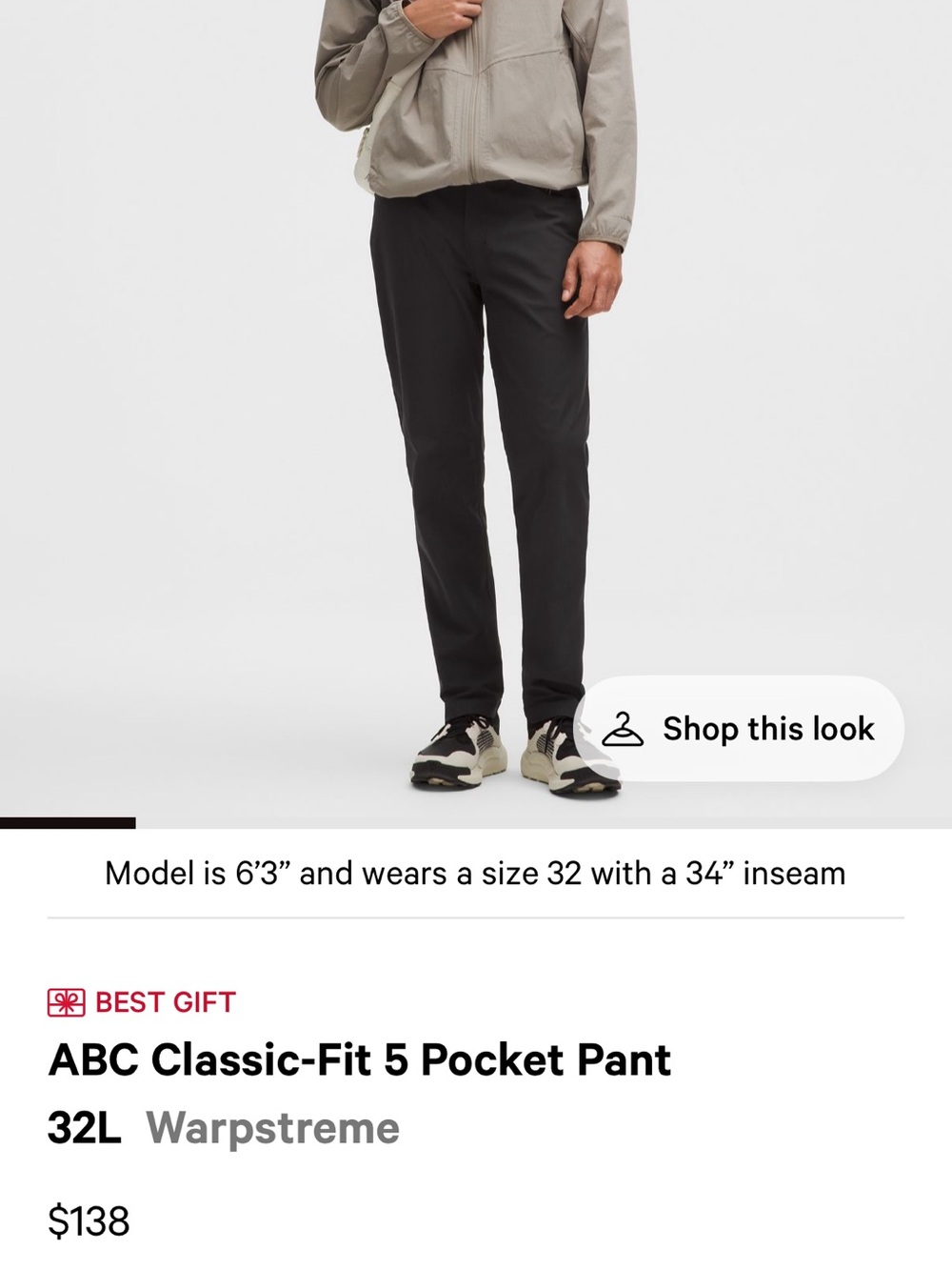 lululemon athletica Men's ABC Classic-Fit Pants — Black